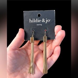 NEW Hildie & Jo Gold Tone Metal Tassel Dangling Earrings